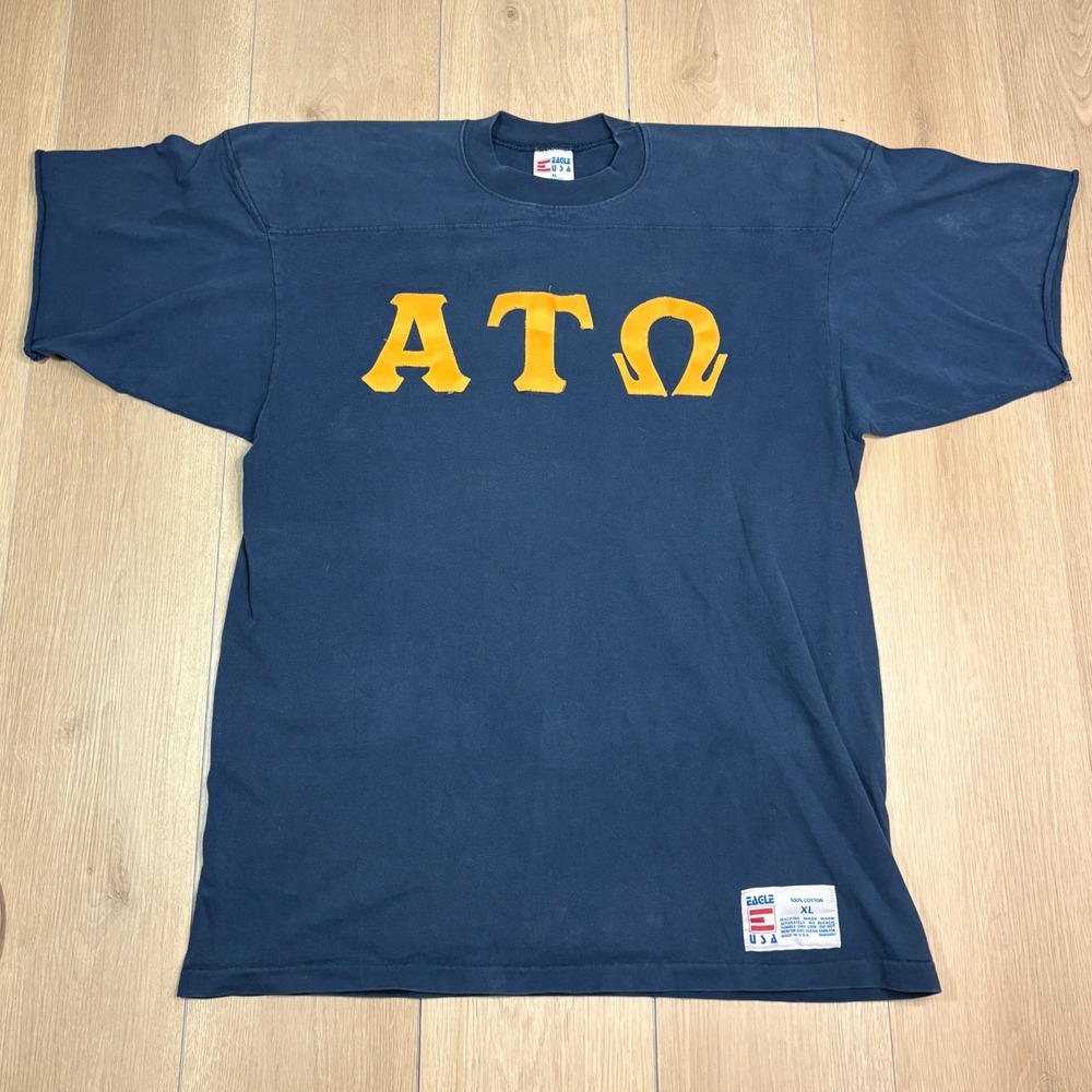 Vintage Eagle USA Alpha Tau Omega ATO Fraternity Embroidered Jersey Shirt XL USA